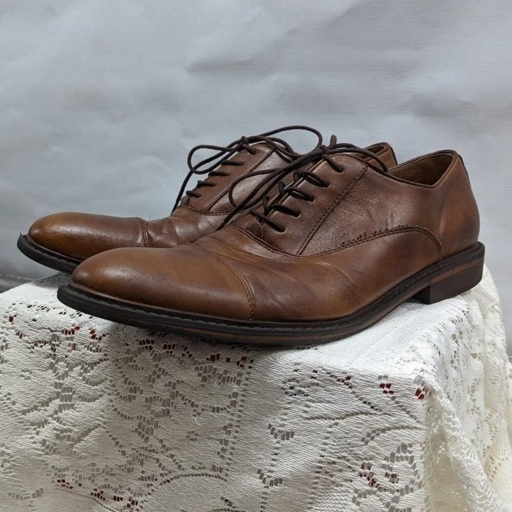 Quiet Luxury Business Casual Brown Oxford Dress‎ Shoes Men's 12 Goodfellow